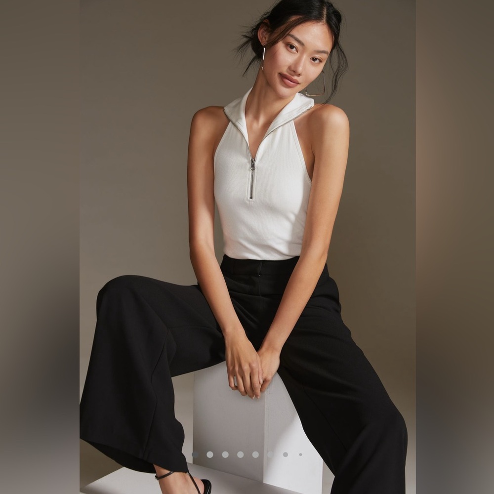 Maeve Quarter-Zip Halter Top